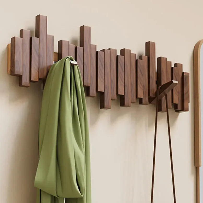 Houten wandkapstok met opklapbare magnetische haken