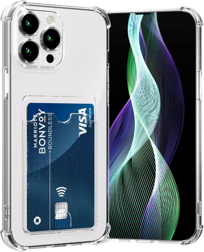 Transparant TPU telefoonhoesje met handig pasjesvak voor iPhone 16 Pro