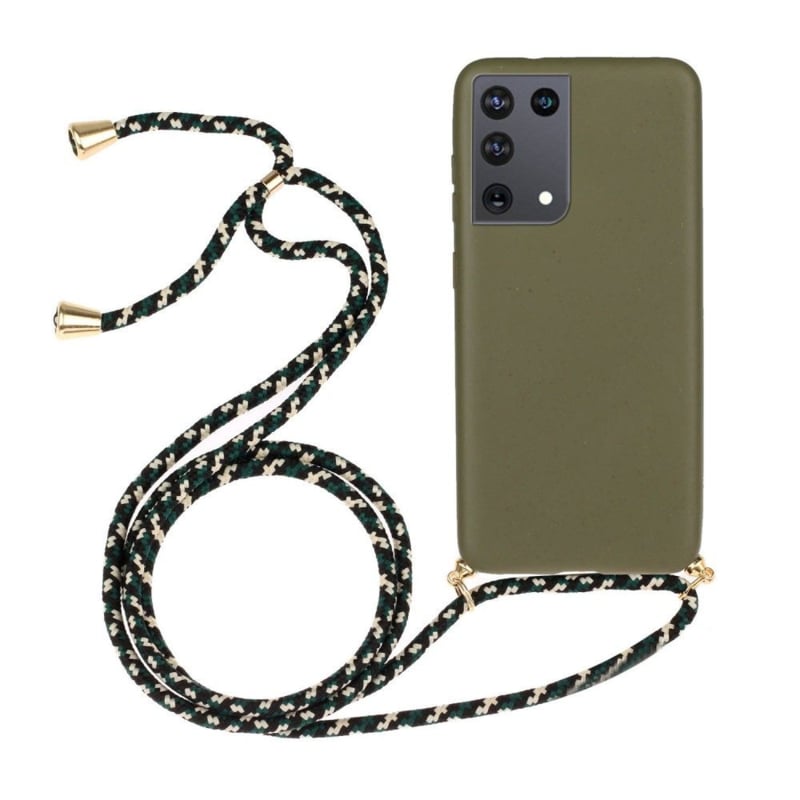 TPU telefoonhoesje met verstelbaar koord groen voor Galaxy S22 Ultra