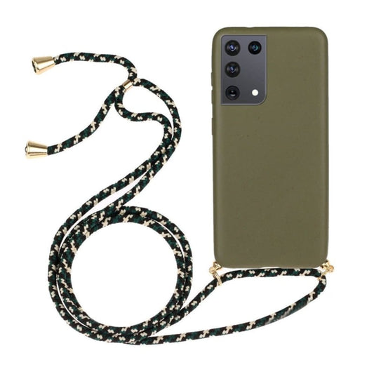 TPU telefoonhoesje met verstelbaar koord groen voor Galaxy S22 Ultra