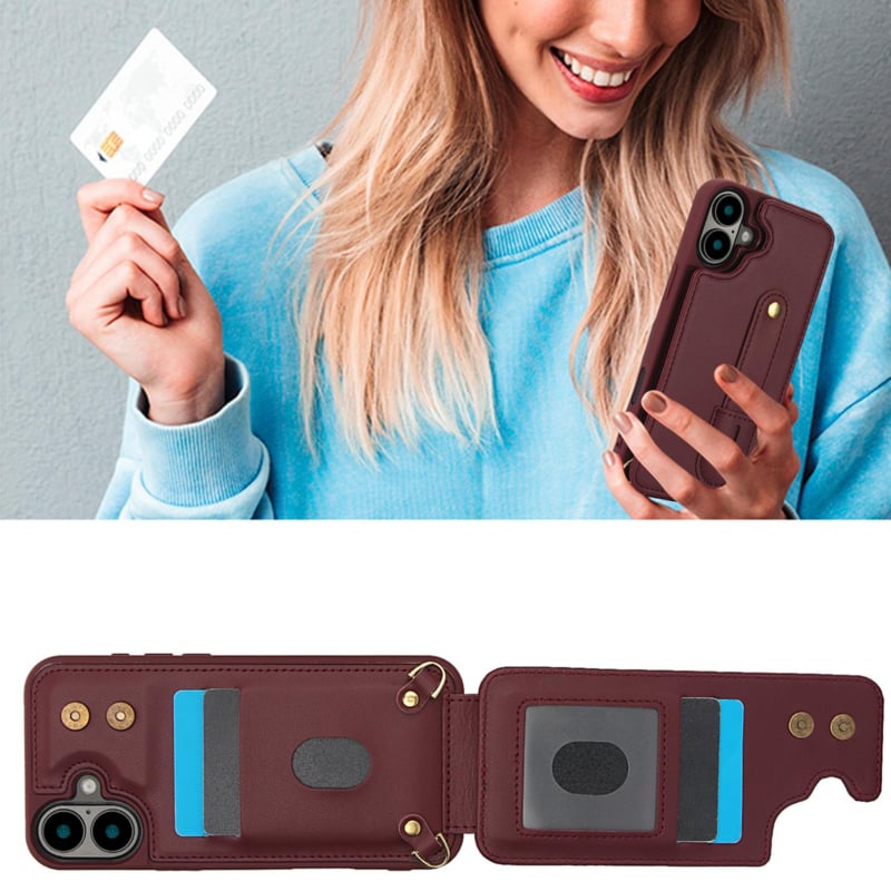 iPhone 16 Plus Hoesje met Pasjeshouder en Draagkoord