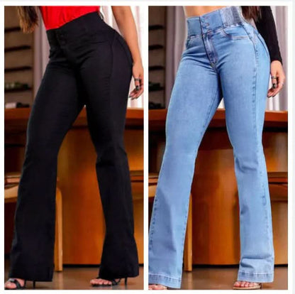 Dames flare stretch jeans met hoge taille | LF10286276C01S