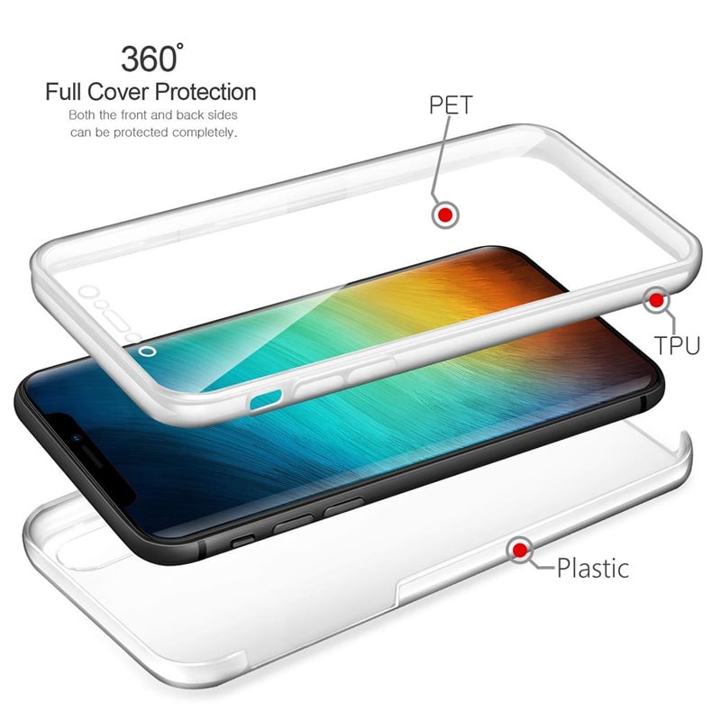 Transparant 360 graden telefoonhoesje met ingebouwde screenprotector