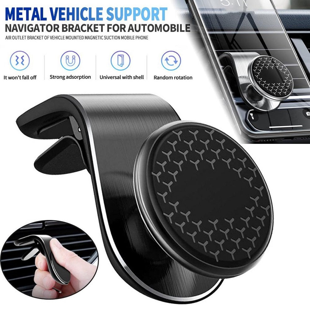 Magnetische auto telefoonhouder met ventilatierooster klem zilver LB-461