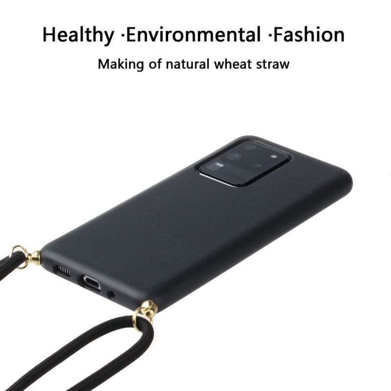 Galaxy S20 Ultra Crossbody TPU Hoesje met Verstelbaar Koord Zwart