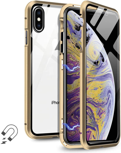 Magnetisch telefoonhoesje voor iPhone X / Xs met gehard glas