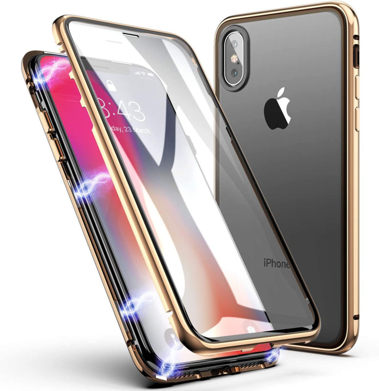 Magnetisch telefoonhoesje met dubbelzijdig glas voor iPhone XR