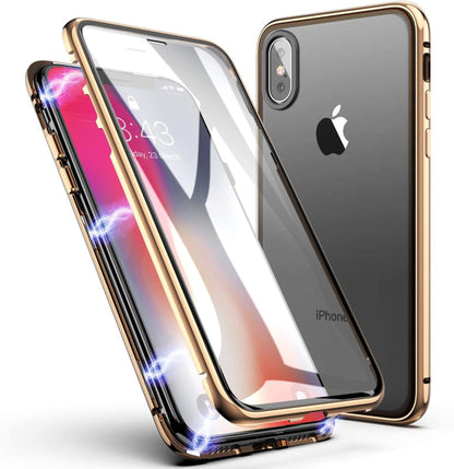 Magnetisch telefoonhoesje met dubbelzijdig glas voor iPhone XR
