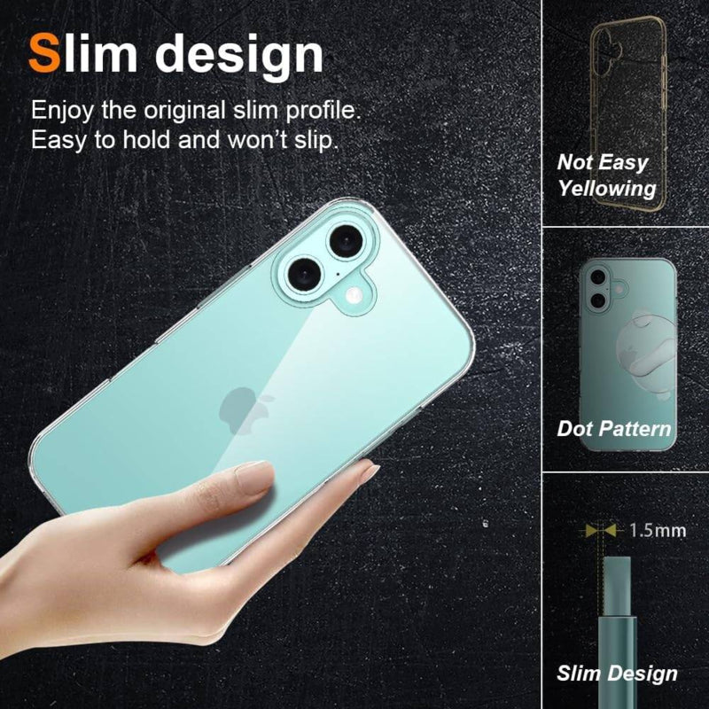 Transparant TPU telefoonhoesje voor iPhone 16 Plus