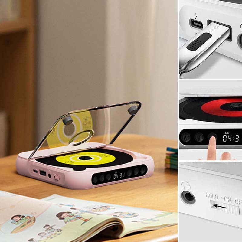 Draagbare cd-speler met bluetooth en oplaadbare batterij