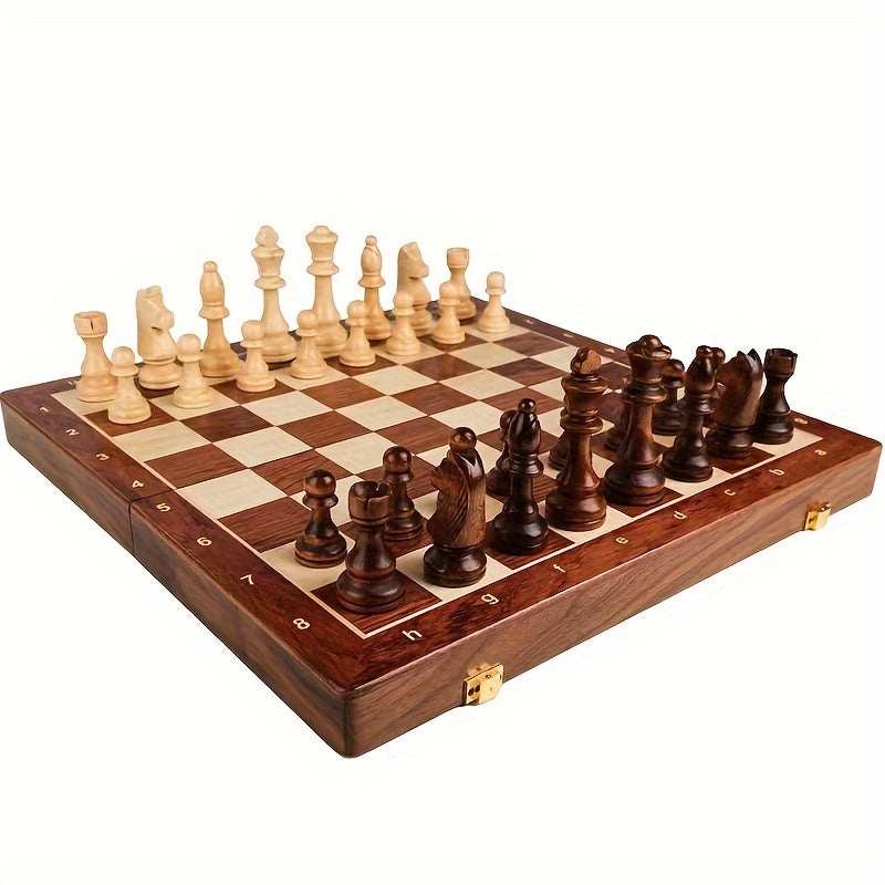 Houten Schaakset Met Opvouwbaar Schaakbord En Opbergruimte