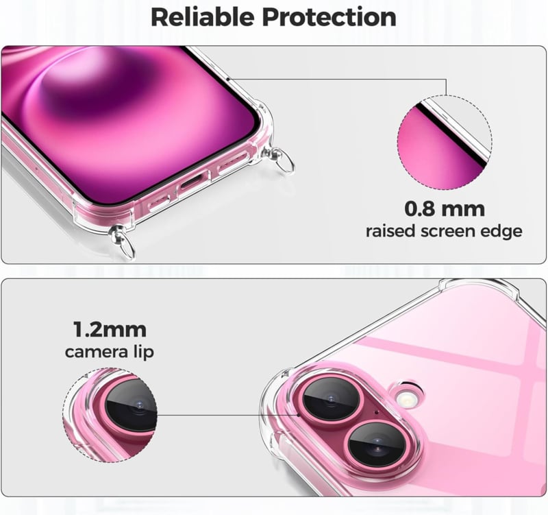 Transparant TPU Telefoonhoesje met Koord voor iPhone 16 Plus