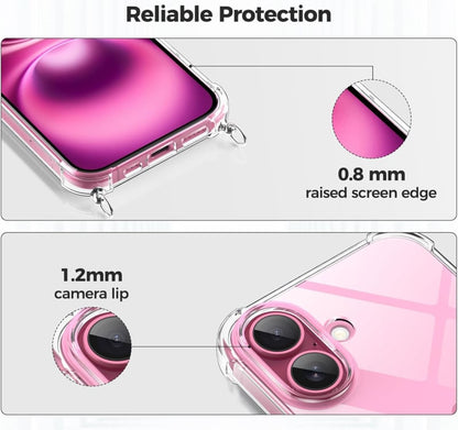 Transparant TPU Telefoonhoesje met Koord voor iPhone 16 Plus