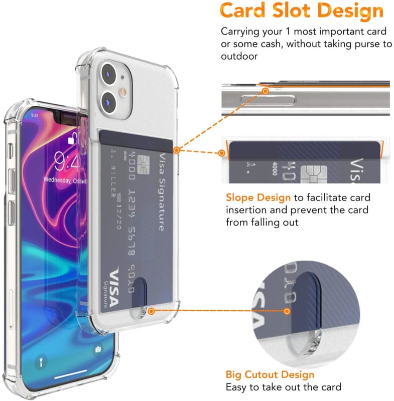 Transparant TPU telefoonhoesje met pasjesvak voor iPhone 14 Plus