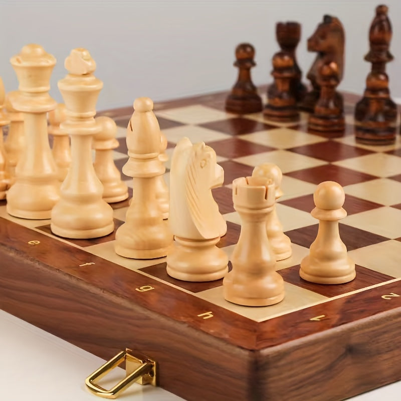 Houten Schaakset Met Opvouwbaar Schaakbord En Opbergruimte