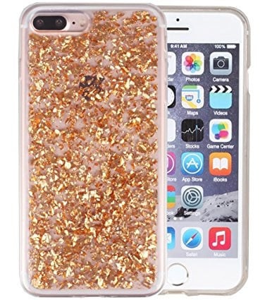 Glitter TPU telefoonhoesje met bladgoud look voor iPhone 7 Plus / 8 Plus