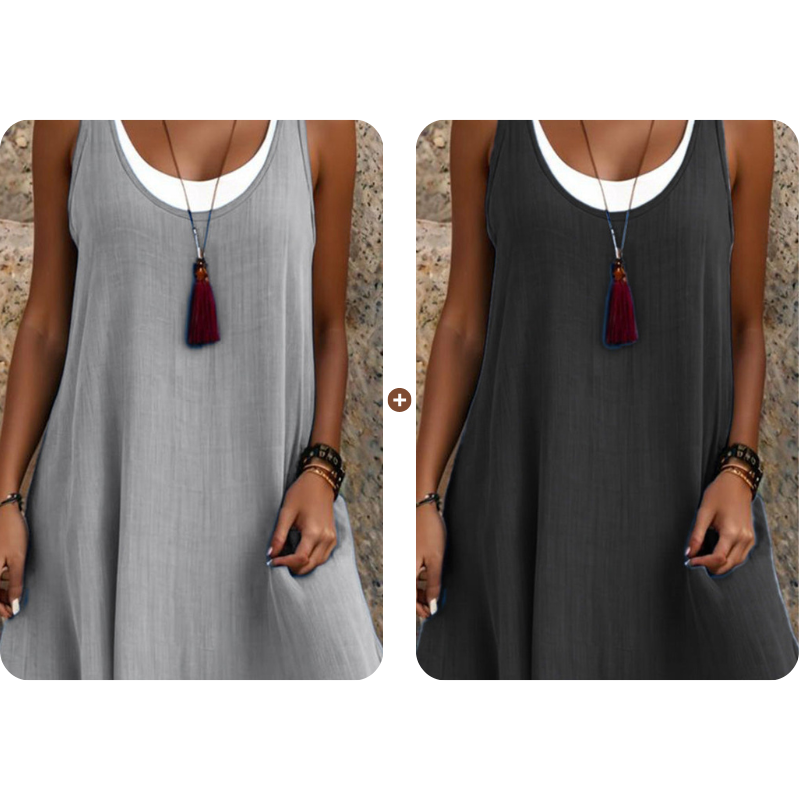 Casual mouwloze tankjurk voor dames met nep-tweedelig design