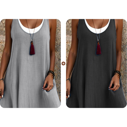 Casual mouwloze tankjurk voor dames met nep-tweedelig design