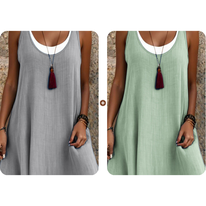 Casual mouwloze tankjurk voor dames met nep-tweedelig design