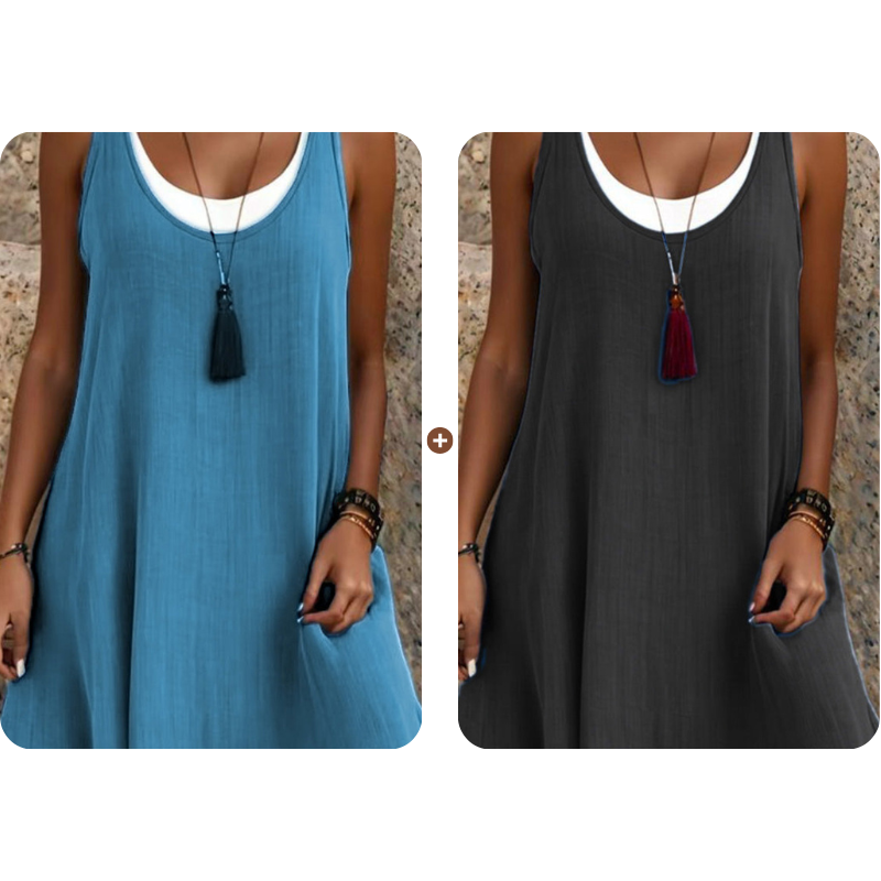 Casual mouwloze tankjurk voor dames met nep-tweedelig design