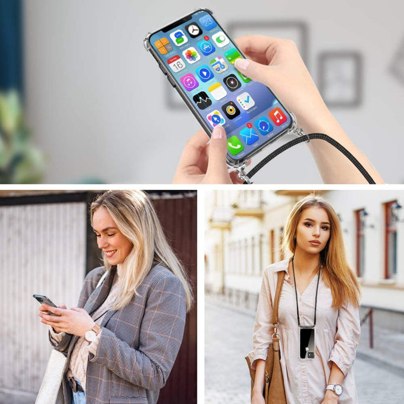 Transparant TPU telefoonhoesje met verstelbaar draagkoord voor iPhone 12 Mini