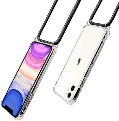 Transparant TPU telefoonhoesje met verstelbaar draagkoord voor iPhone 11