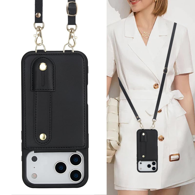 iPhone 17 Pro hoesje met pasjeshouder en draagkoord