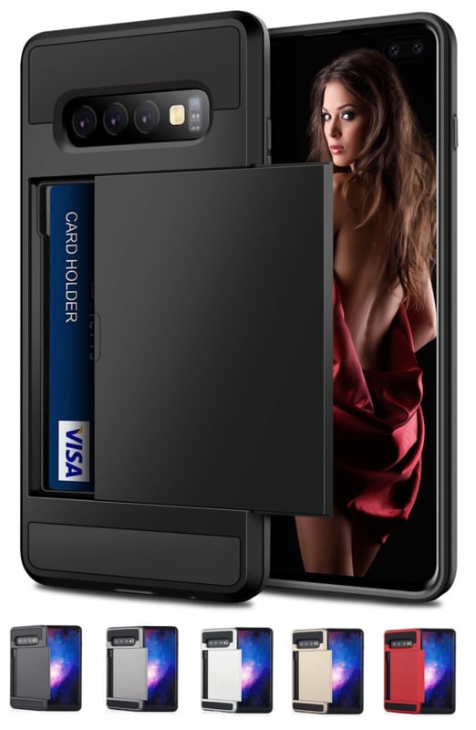 Slide armor telefoonhoesje met pashouder voor Galaxy S10 Plus