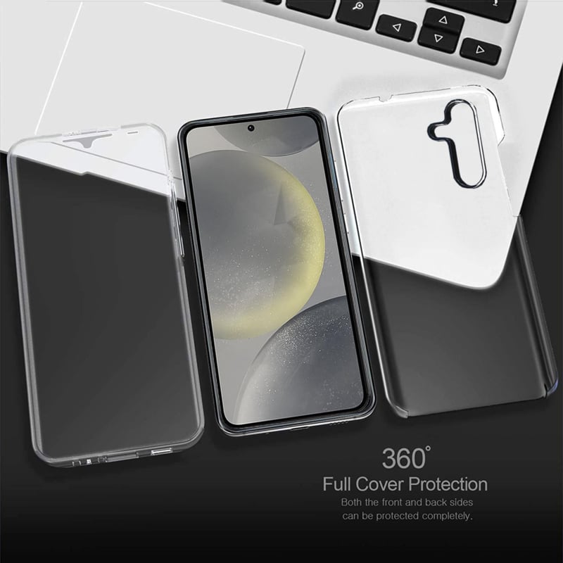 Transparant 360 graden telefoonhoesje met geïntegreerde schermbescherming voor Galaxy S24 Plus