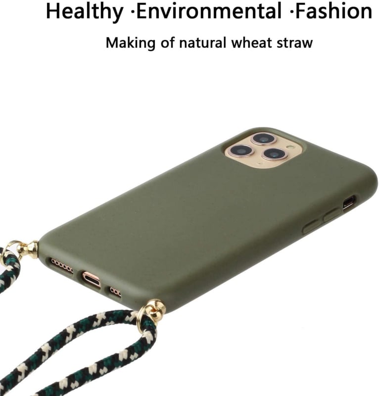 TPU telefoonhoesje met verstelbaar draagkoord voor iPhone 16 Pro Max Groen