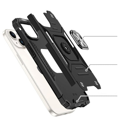 Wozinsky Ring Armor Hoesje voor iPhone 15 met Magneet Zilver