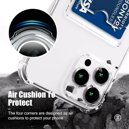 Transparant TPU telefoonhoesje met pasjesvak voor iPhone 16 Pro Max