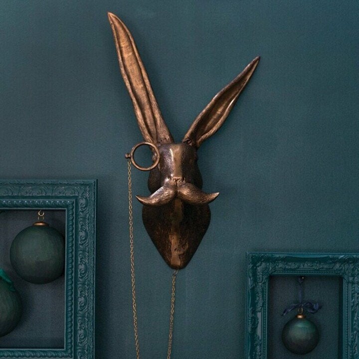 Handgeschilderde dierenkop wanddecoratie van kunsthars