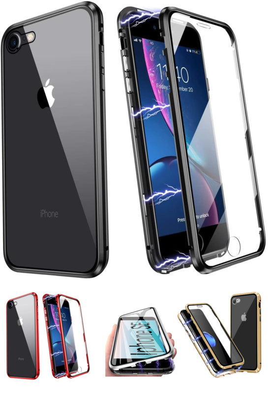 Magnetisch telefoonhoesje voor iPhone 7 / 8 / SE met dubbelzijdig glas