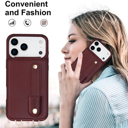 Leren iPhone 17 Pro hoesje met pasjeshouder en draagkoord