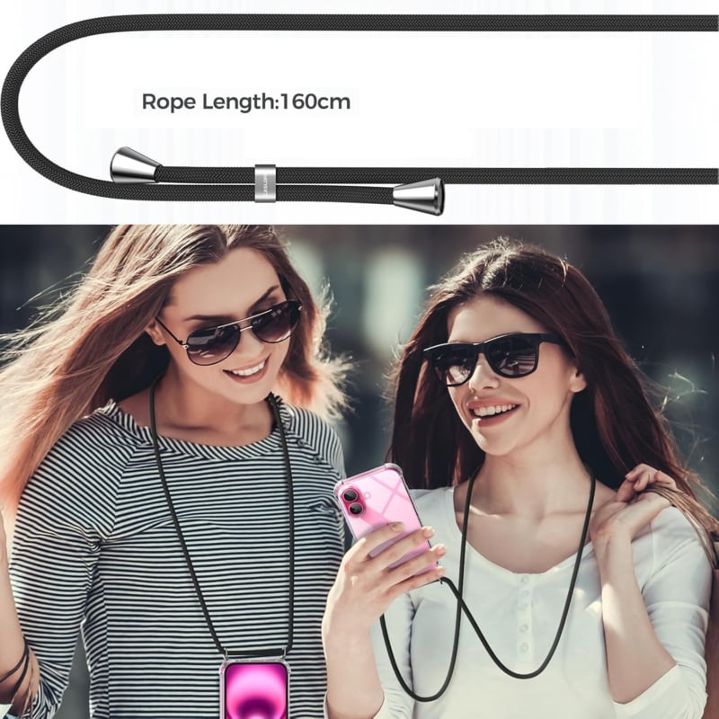 Transparant TPU Telefoonhoesje met Koord voor iPhone 16 Plus