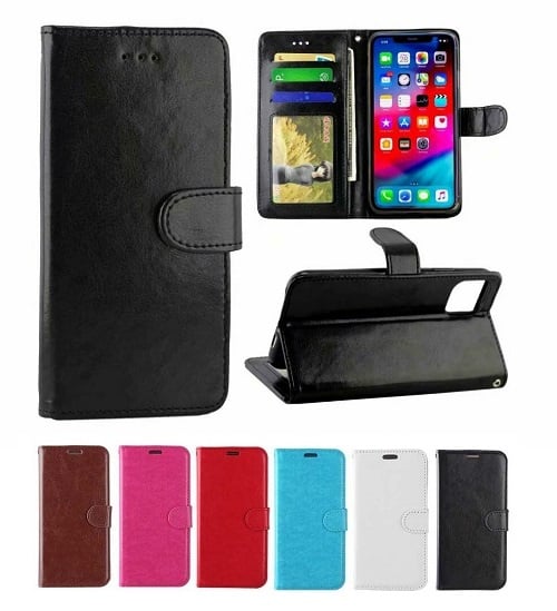 Leren portemonnee hoesje met pasfotovakje voor iPhone 11