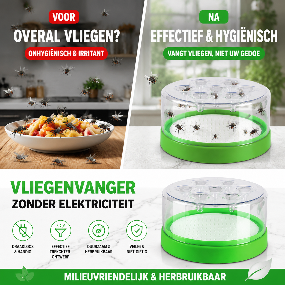 Herbruikbare niet-elektrische vliegenval met trechterontwerp | LE30337533A2