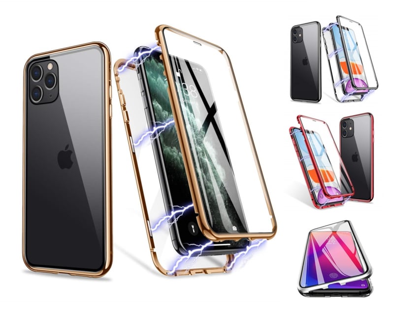 Magnetisch telefoonhoesje met dubbelzijdig glas voor iPhone 15 Pro