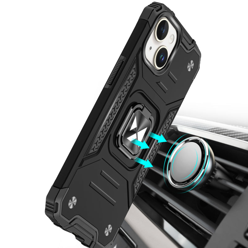 Stevig telefoonhoesje voor iPhone 15 Plus met ringhouder zwart