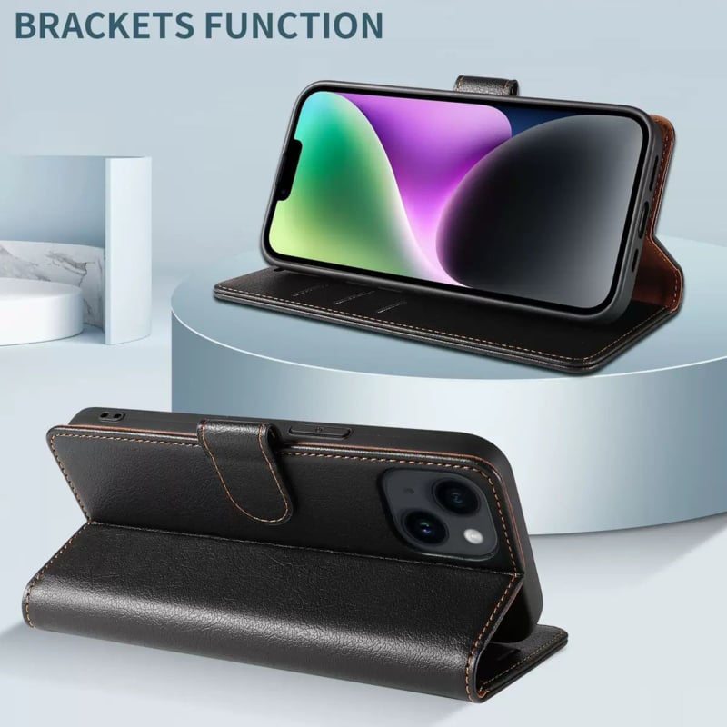 Luxe Leren Bookcase Telefoonhoesje voor iPhone 16e en 17e