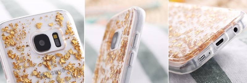 TPU glitterhoesje met bladgoud look voor Galaxy S7