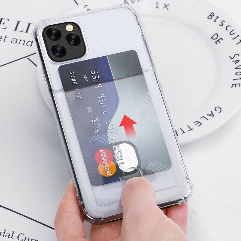 Transparant TPU telefoonhoesje met pasjeshouder voor iPhone 11 Pro
