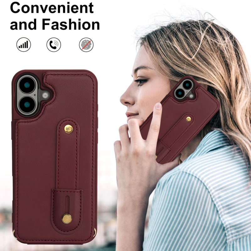 iPhone 16 hoesje met pasjeshouder en draagkoord
