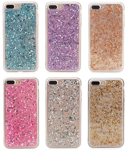 Glitter TPU telefoonhoesje met bladgoud look voor iPhone 7 Plus / 8 Plus