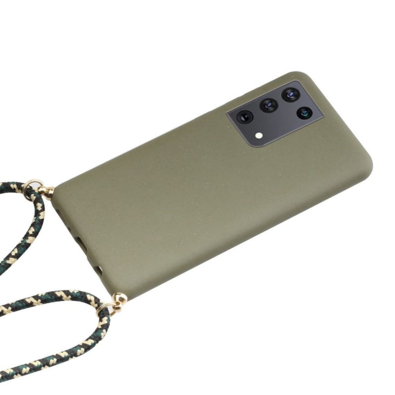 TPU telefoonhoesje met verstelbaar koord groen voor Galaxy S22 Ultra