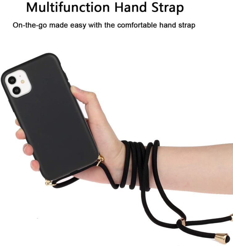 iPhone 13 Crossbody TPU Hoesje met Verstelbaar Koord Zwart