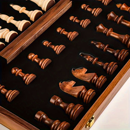 Houten Schaakset Met Opvouwbaar Schaakbord En Opbergruimte