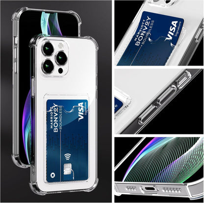 Transparant TPU telefoonhoesje met handig pasjesvak voor iPhone 16 Pro