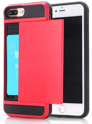 Slide armor telefoonhoesje met pashouder voor iPhone 7 Plus en 8 Plus